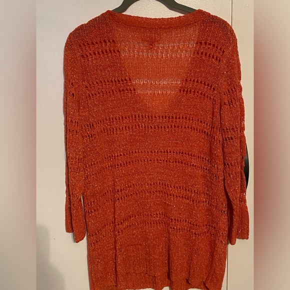 ELLE Open Knit V-Neck Sweater, L - Picture 3 of 4
